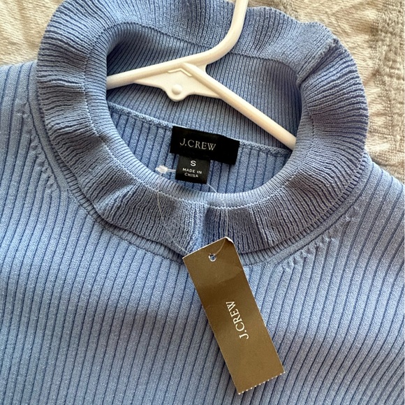 J. Crew Blue Ribbed Sheath Dress Long Sleeve Mock Neck - Picture 7 of 11